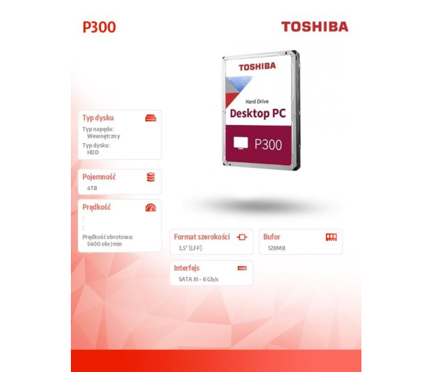 Toshiba P300 4TB 3,5'' HDWD240UZSVA - 1379674 - zdjęcie 2